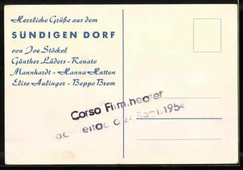 AK Filmszene aus Das sündige Dorf, Platzkonzert im Gasthof