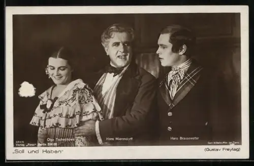 AK Filmszene aus Soll und Haben mit Olga Tschechowa und Hans Brausewetter