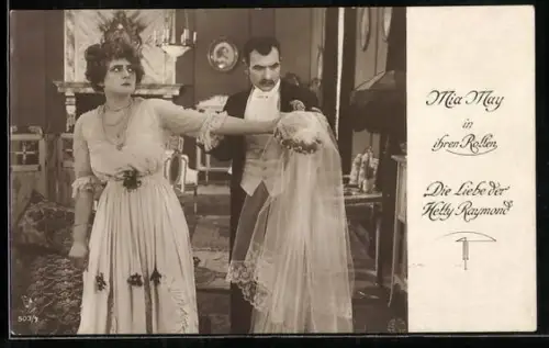 AK Filmszene aus Die Liebe der Hetty Raymond mit Mia May im Brautkleid