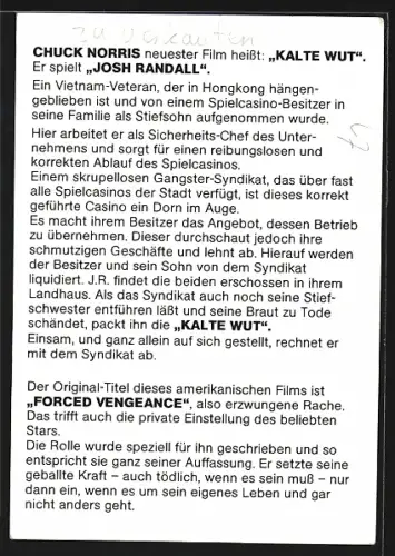 AK Chuck Norris als Josh Randall in Kalte Wut, Portrait