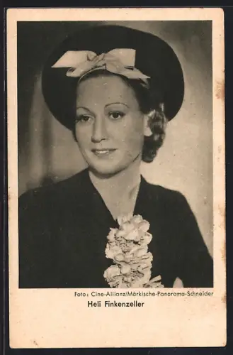 AK Schauspielerin Heli Finkenzellermit elegantem Hut