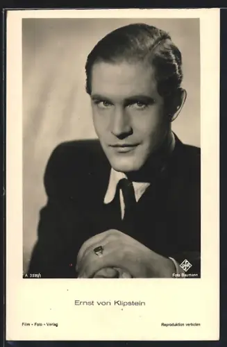 AK Schauspieler Ernst von Klipstein in Anzug porträtiert