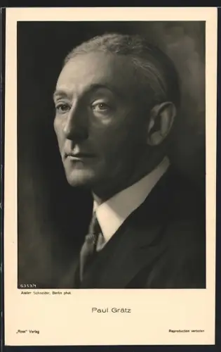 AK Schauspieler Paul Graetz, ernst blickend