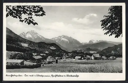 AK Berchtesgaden-Au, Ort mit Watzmann, Hochkalter und Reiteralpe