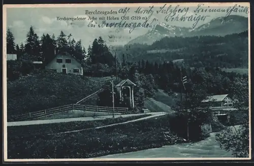 AK Berchtesgaden, Berchtesgadener Ache mit Hohem Göll