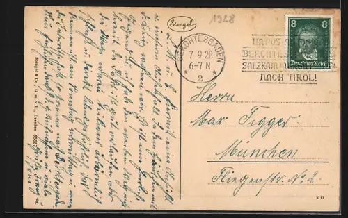 AK Berchtesgaden, Berchtesgadener Ache mit Hohem Göll