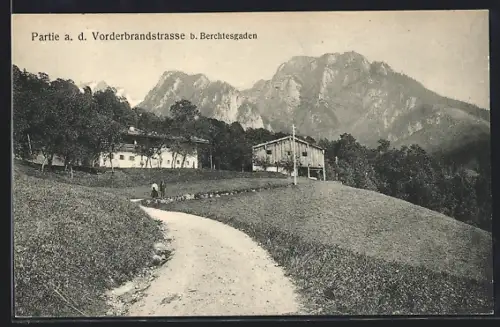 AK Berchtesgaden, Partie an der Vorderbrandstrasse, Berge, Landschaft