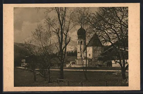 AK Au bei Berchtesgaden, Kirche, Gasthaus Au
