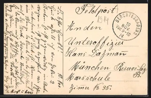 AK Au bei Berchtesgaden, Partie aus der Au mit Kirche und Bauernhof