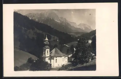 Foto-AK Maria-Gern, Kirche, Alpenpanorama