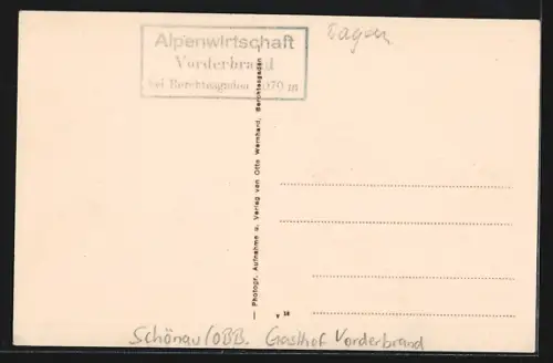 AK Schönau /Obb., Gasthof Vorderbrand