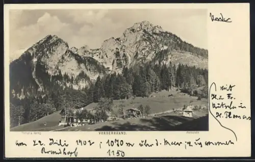 AK Schönau /Oberbayern, Vorderbrand, Gasthof Vorderbrand, Berghütte, Gebirgslandschaft