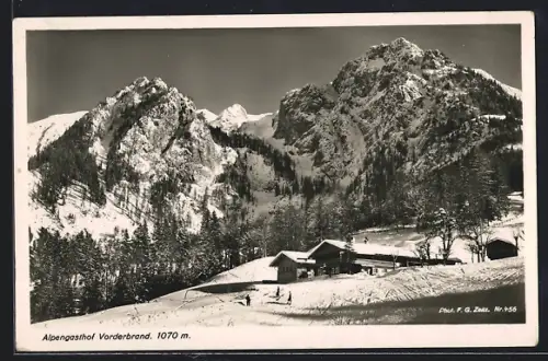 AK Schönau /Obb., Gasthof Vorderbrand, Winterlandschaft