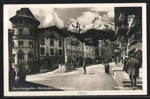 AK Berchtesgaden, Marktplatz mit Watzmann
