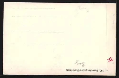 AK Berchtesgaden, Marktplatz mit Brunnen und historischen Häusern