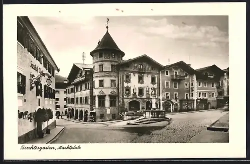 AK Berchtesgaden, Marktplatz mit Gasthof Neuhaus