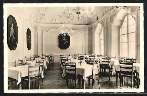 AK Berchtesgaden, Lehrerheim Schloss Fürstenstein, Speisezimmer