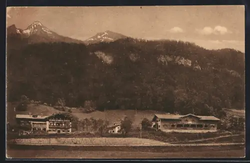 AK Berchtesgaden, Touristen-Jugendheim Seimler, Salzburger Strasse, Gebirgslandschaft