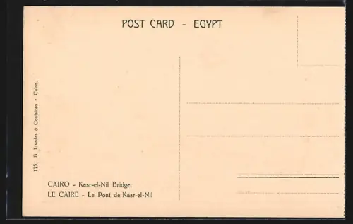 AK Cairo, Kasr-el-Nil Bridge