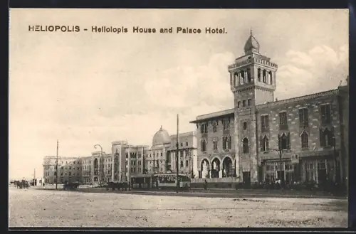 AK Heliopolis, Heliolopis House and Palace Hotel, Strassenbahn