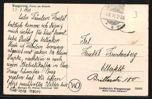 AK Wangeroog, Partie am Strande, Strandkörbe, Promenade