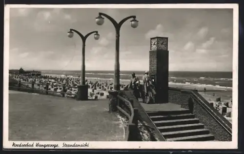 AK Wangerooge, Strandansicht mit Uhrenturm und Promenade
