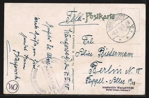 AK Wangerooge, Ansicht der Insel Wangerooge im Passepartout