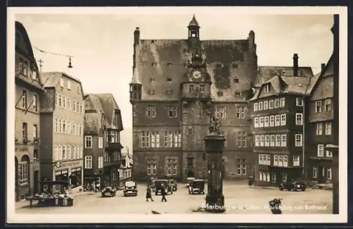 AK Marburg, Marktplatz mit Rathaus