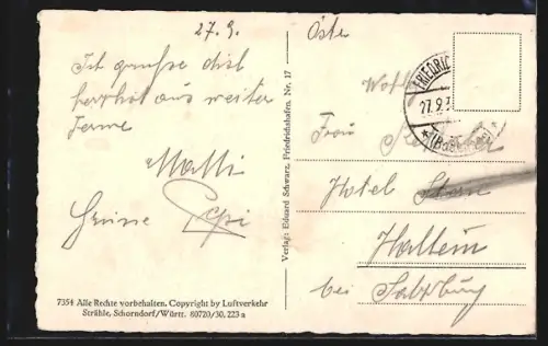 AK Friedrichshafen i. B., Altstadt und Zeppelinwerft vom Flugzeug aus