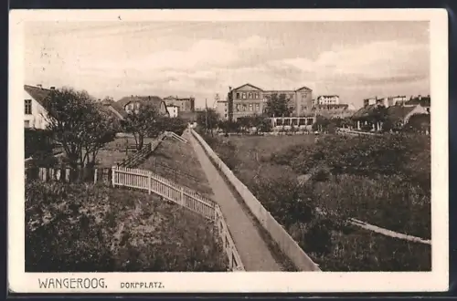 AK Wangeroog, Dorfplatz mit Hotel Jürgens im Hintergrund