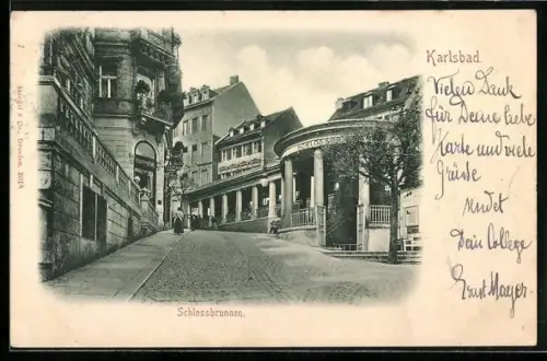 AK Karlsbad, Schlossbrunnen