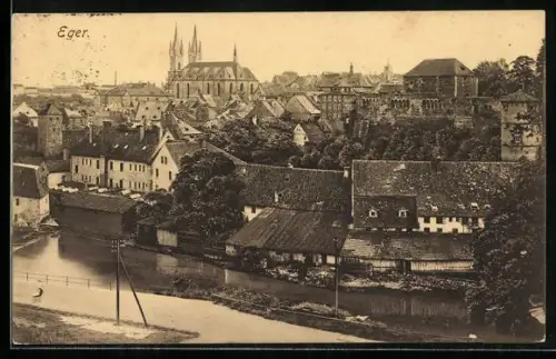 AK Eger, Teilansicht der Stadt