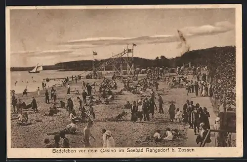AK Rangsdorf b. Zossen, Badeleben vor dem Casino