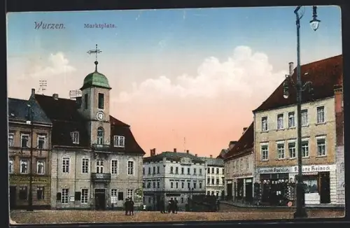 AK Wurzen, Marktplatz mit Gasthof Deutsches Haus