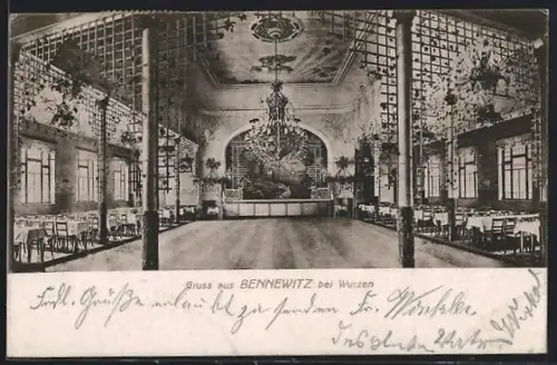 AK Bennewitz / Wurzen, Festsaal, Innenansicht