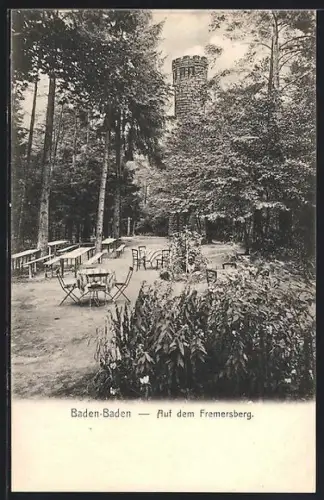 AK Baden-Baden, Cafe auf dem Fremersberg