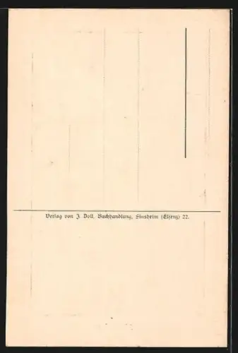 Künstler-AK Sinsheim, Strassenpartie mit Fachwerkhaus