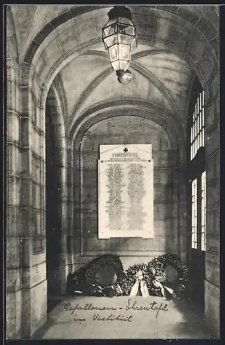 AK Berlin, Handels-Hochschule, Spandauer Strasse, Gefallenen-Ehrentafel im Vestibül