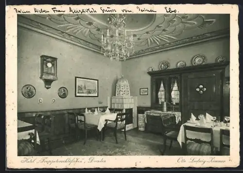 AK Dresden, Hotel Trompeterschlösschen, Blick in das Otto-Ludwig-Zimmer