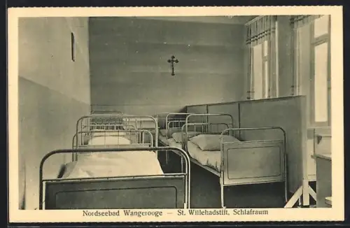 AK Wangerooge, Nordseebad, St. Willehadstift, Schlafraum, Innenansicht