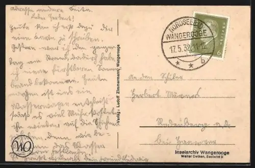 AK Wangerooge, Nordseebad, Jugendherberge im Westen