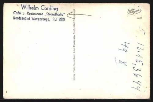 AK Wangerooge, Nordseebad, Cafe u. Restaurant Strandhalle, Innenansicht