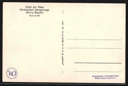 AK Wangerooge, Hotel am Meer, Totalansicht der Veranden, Bes. Georg Busche