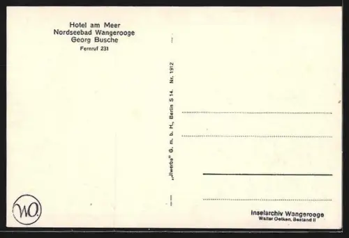 AK Wangerooge, Nordseebad, Hotel am Meer, Gesellschaftssaal, Innenansicht