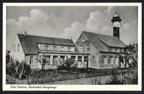 AK Wangerooge, Nordseebad, Hotel Nordsee mit Leuchtturm