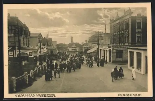 AK Wangeroog, Partie in der Zedeliusstrasse mit dem Hotel Hanken