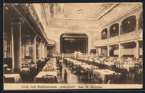 AK Kiel, Gasthaus Schlosshof, Innenansicht