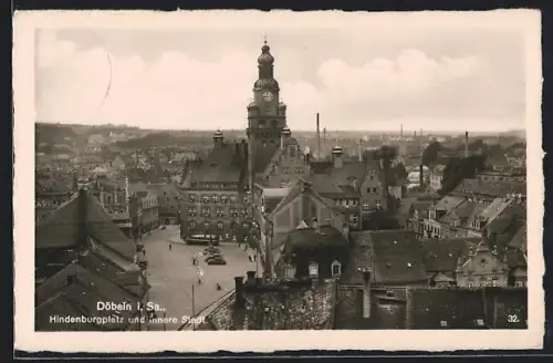AK Döbeln i. Sa., Hindenburgplatz und innere Stadt