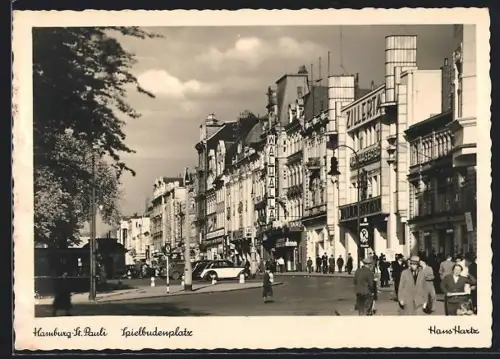 AK Hamburg-St. Pauli, Spielbudenplatz mit Geschäften