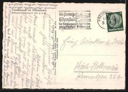 AK Freudenstadt, Teilansicht mit Strassenpartie